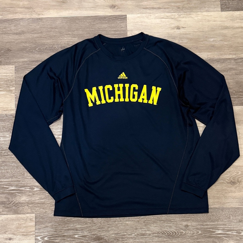 Adidas Dri-Fit Men’s M Navy and Yellow Michigan Long Sleeve